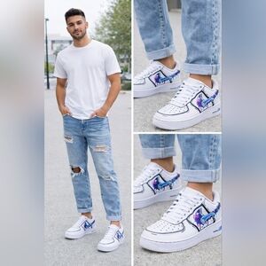 Custom Nike Air Force 1 '07 Galaxy Drip – Hand Painted – Men’s – One of a Kind